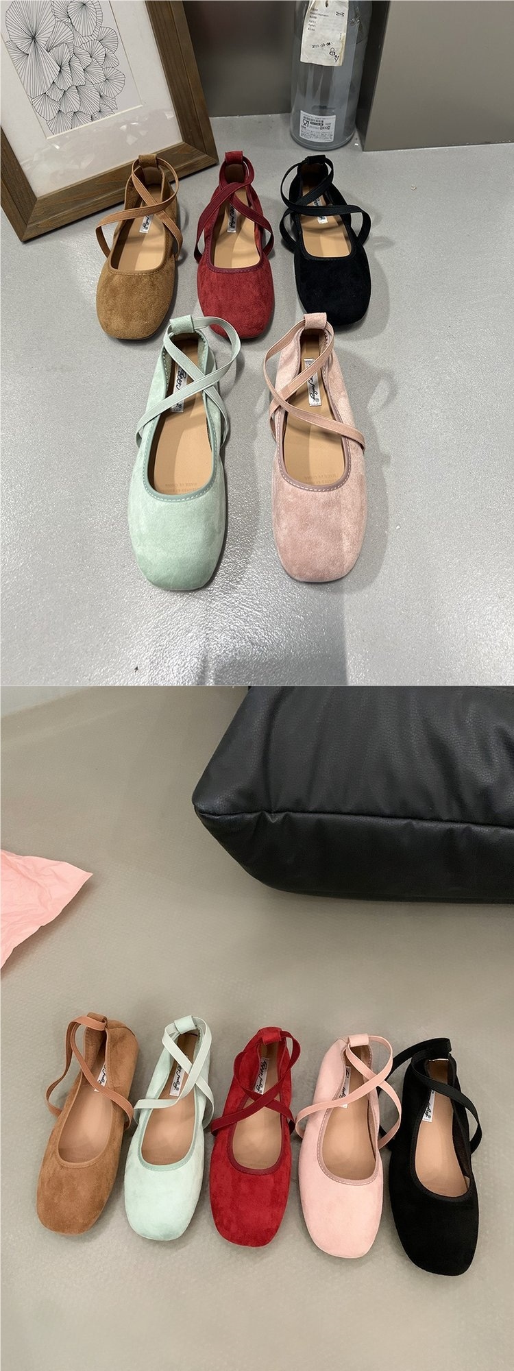 Red Ballet Dance Shoes Women's Flat Suede Comfortable Evening_voghion.com