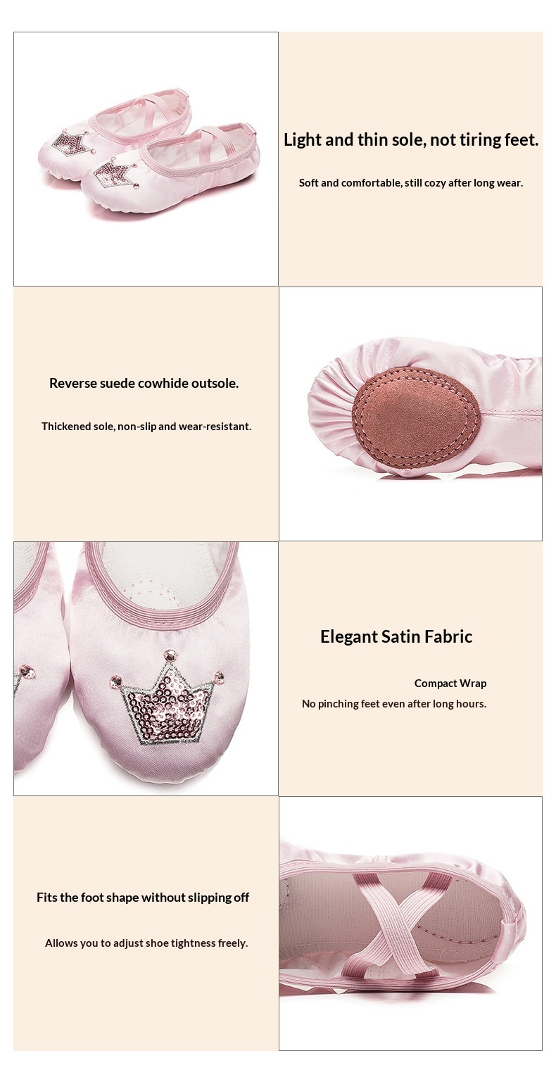 Scarpette da danza classica rosa per bambine con suola morbida_voghion.com