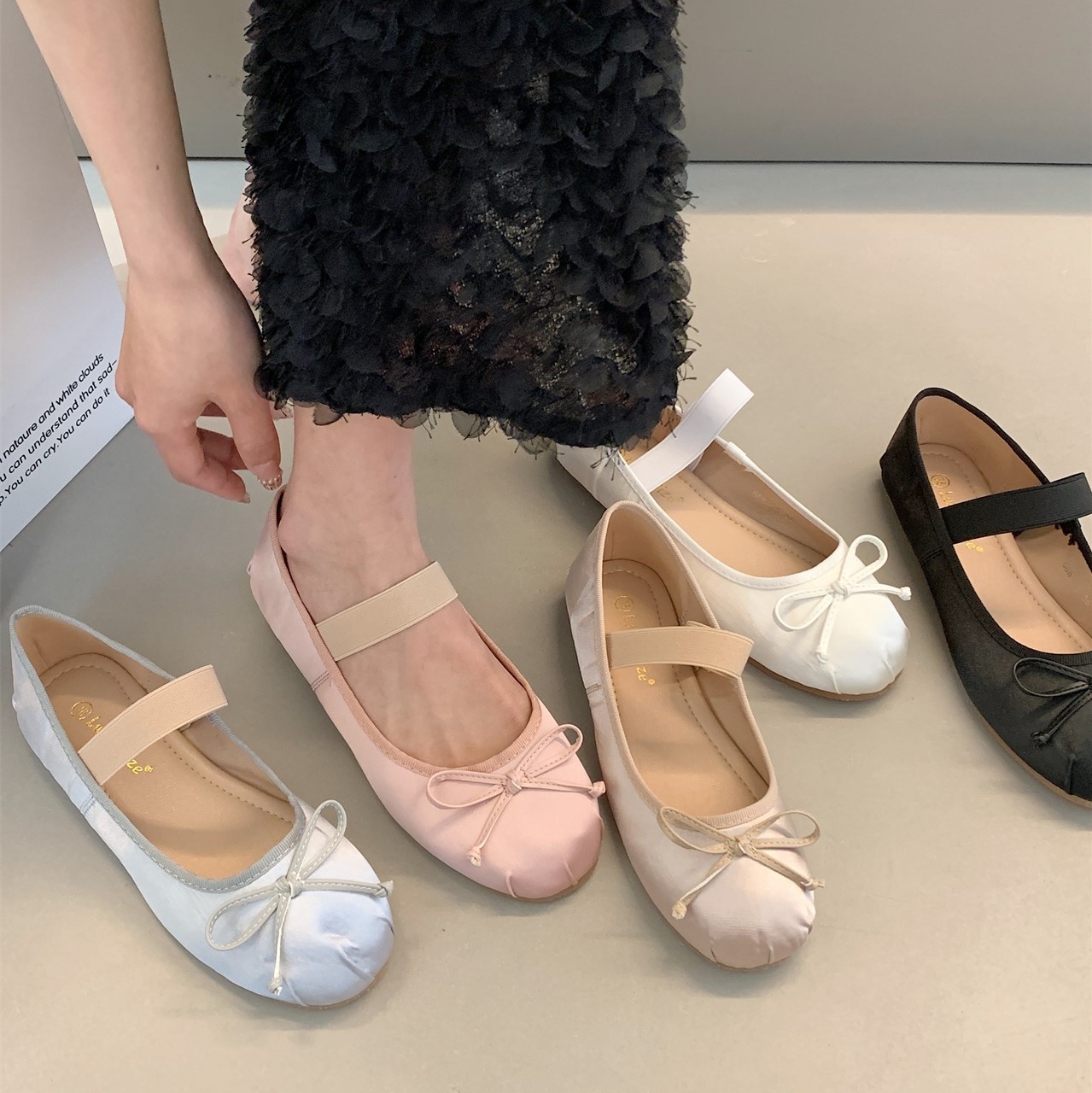 Elegante und süße Slipper mit Schleife und einem Riemen für Damen, flache Schuhe mit Schweinsnase, vielseitige Ballerinas_voghion.com