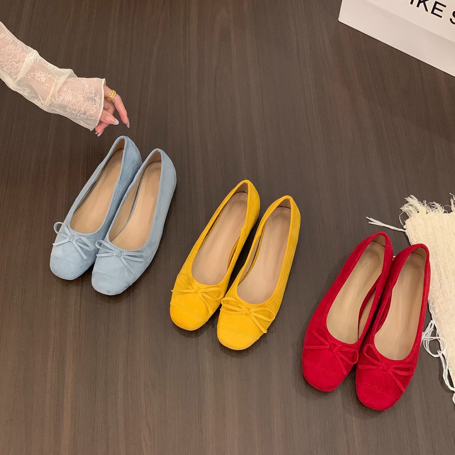 Dance Shoes French-style Round-toe Women's Flat 2025 Spring-summer Bowknot Suede Shallow Soft-soled Ballet Granny Shoes Low Heel_voghion.com