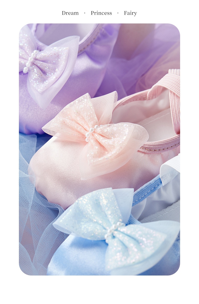 Chaussons de danse fille avec papillon et semelle souple_voghion.com