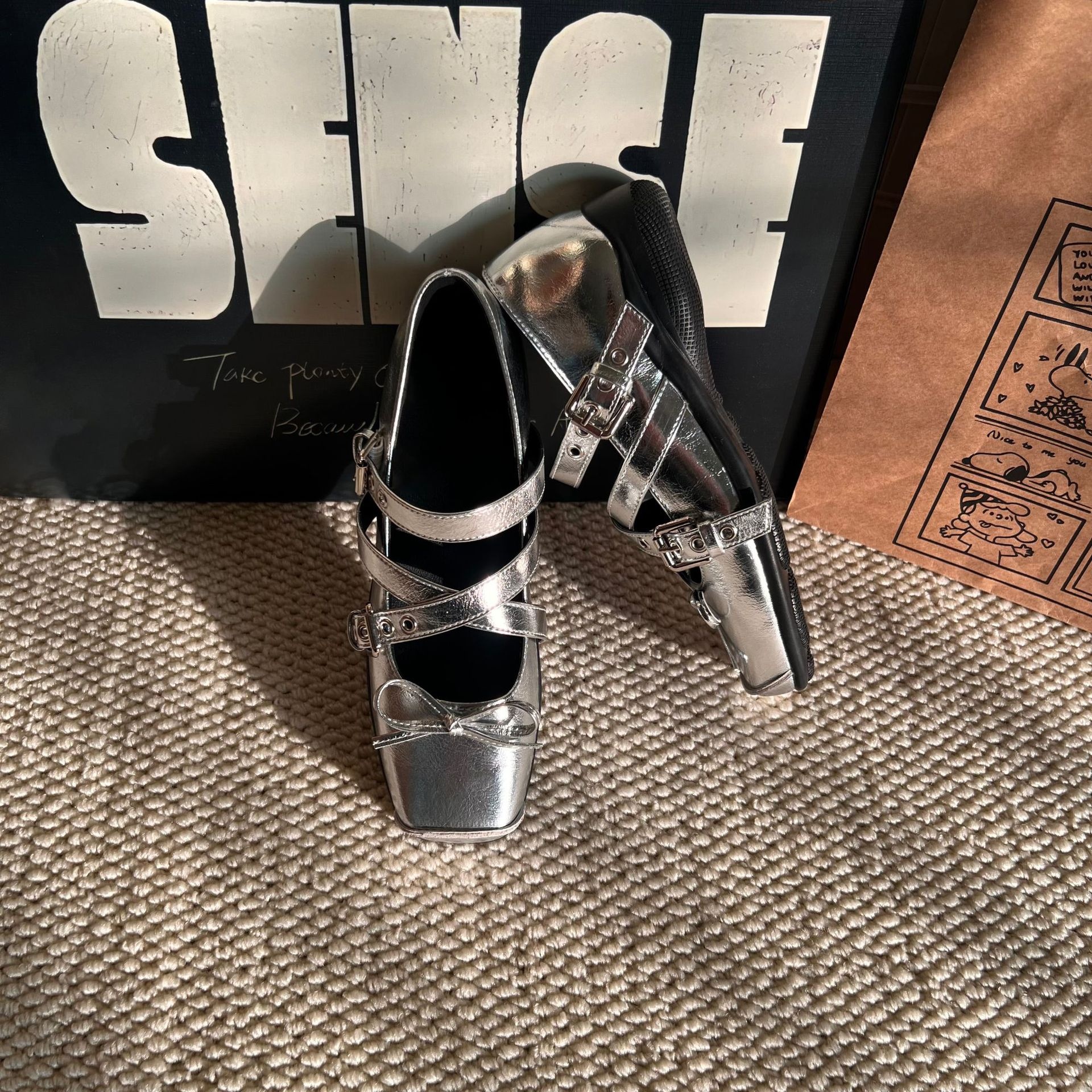 Scarpe da danza mary jane da donna con fiocco e punta quadrata_voghion.com