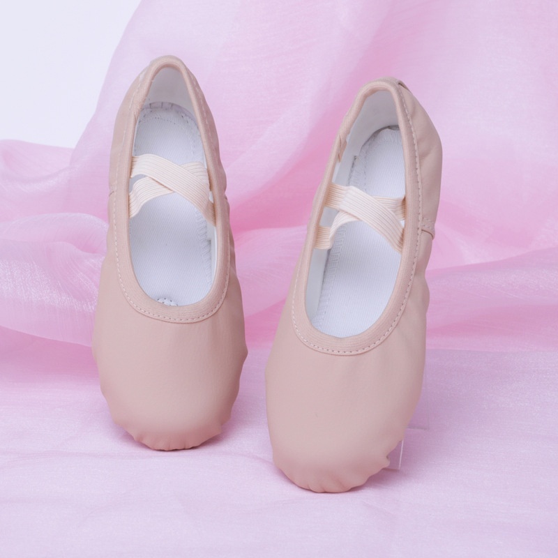 Sapatos de dança para exportação, em couro PU com sola macia, para prática de balé, sem cadarço, para comércio exterior internacional, para mulheres adultas._voghion.com