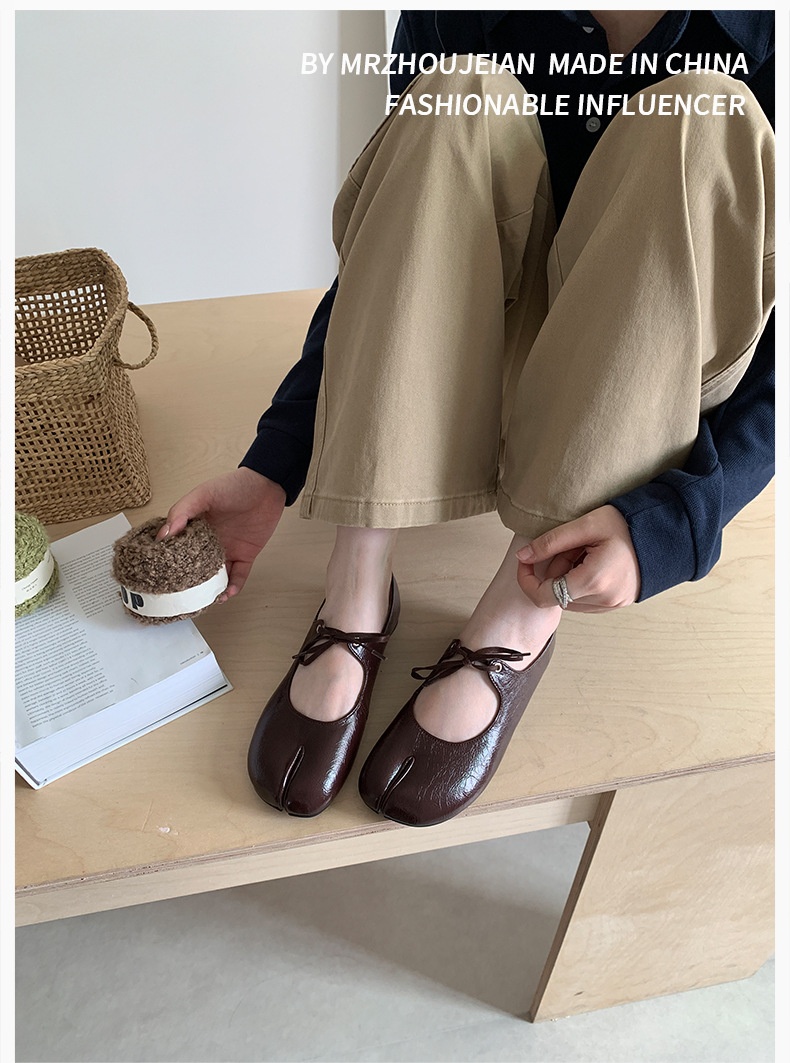 Scarpe da danza mary jane da donna stile francese con punta divisa_voghion.com