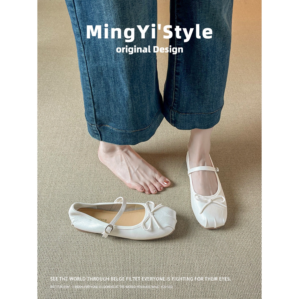 Dance Shoes Women's Bow-tie Flats, Shallow Mary Jane Shoes A Single Strap, Soft-soled Ballet Shoes, Comfortable With Metal Accents_voghion.com