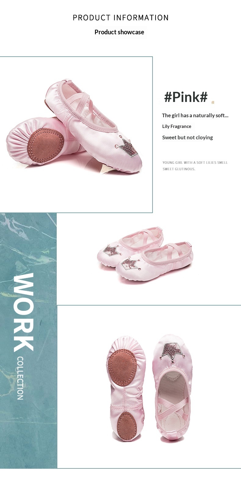 Scarpette da danza classica rosa per bambine con suola morbida_voghion.com