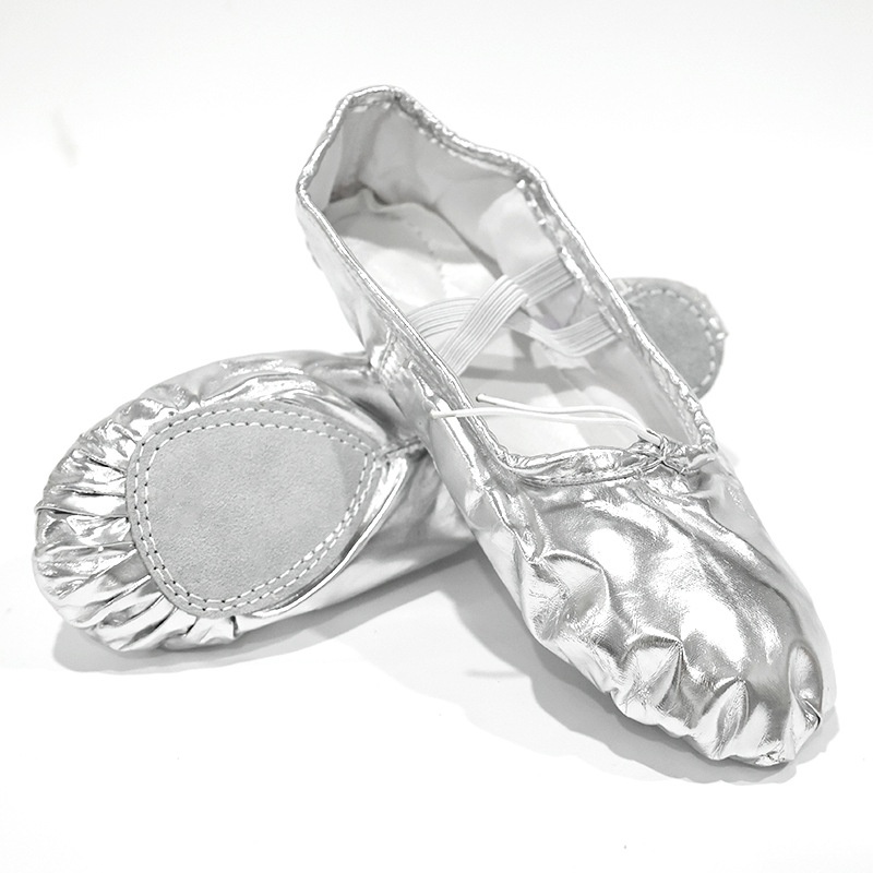 Dance Shoes For Girls Soft Sole Crystal Pink Children's PU Practice Ballet Cat Paw Stage Performance Bright Color Dance Shoes_voghion.com