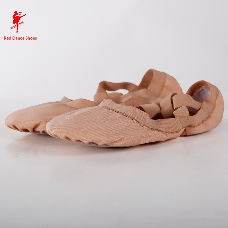 Dance Shoes Red Dance For Adults, Unisex, Cat Paw Canvas, Elastic Opening, Skin-colored, Soft Sole, No-lace-up Practice Ballet Shoes_voghion.com