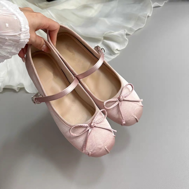 Elegant Satin Ballet Flats With Bowknot For Outdoor Dance Style_voghion.com