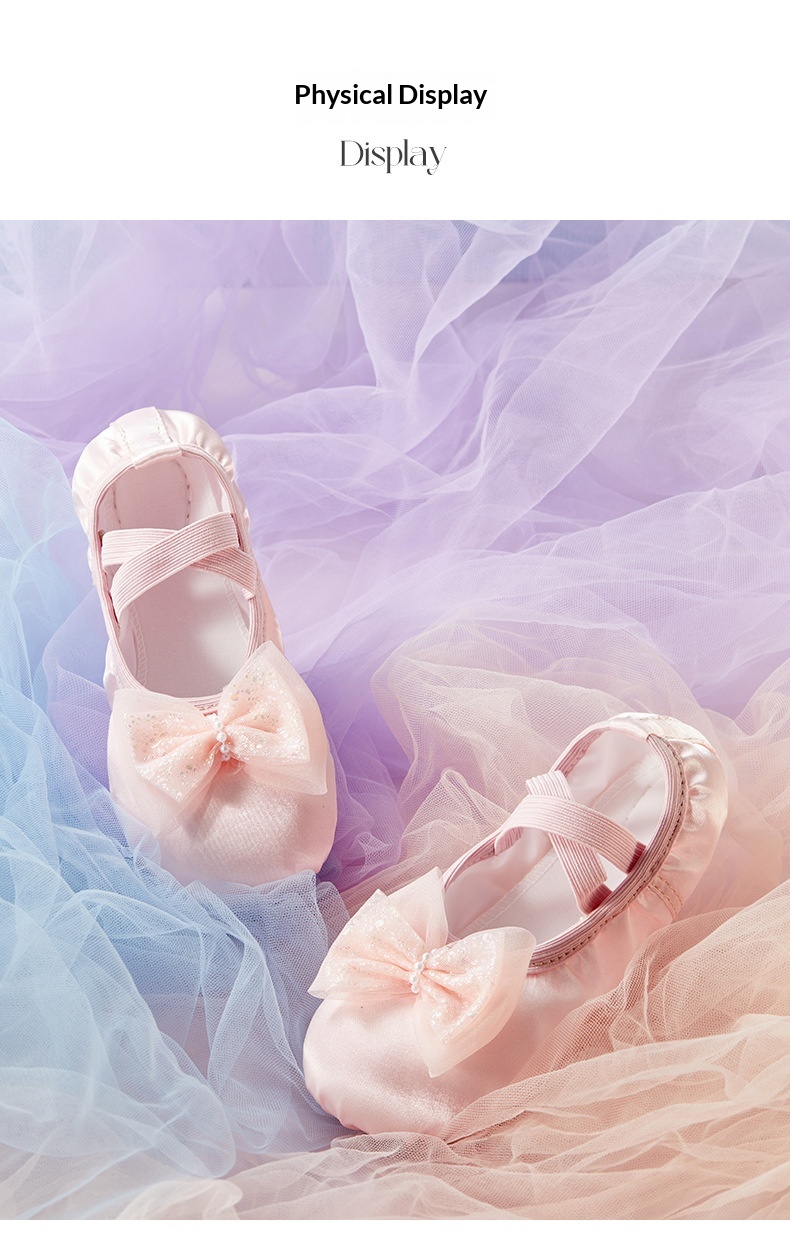 Chaussons de danse fille avec papillon et semelle souple_voghion.com