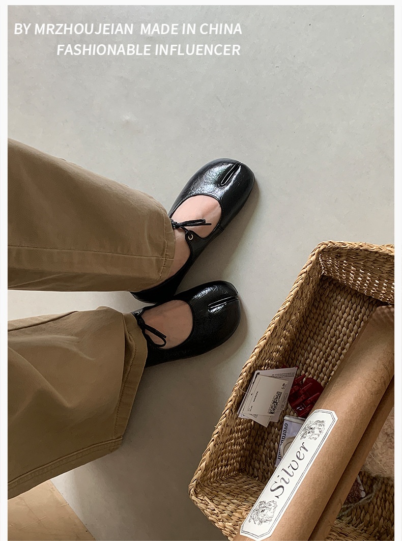 Scarpe da danza mary jane da donna stile francese con punta divisa_voghion.com