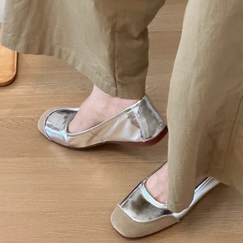 Chaussures de danse mary jane argentées ballerines élégantes_voghion.com