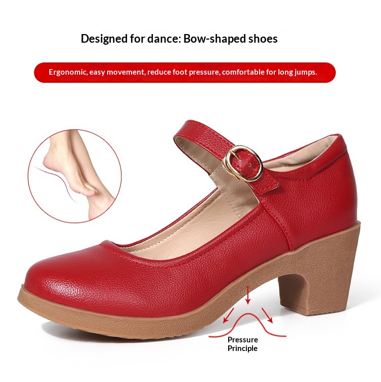 Comfortable Mid-heel Dance Shoes For Women Soft Sole Dancing Footwear_voghion.com