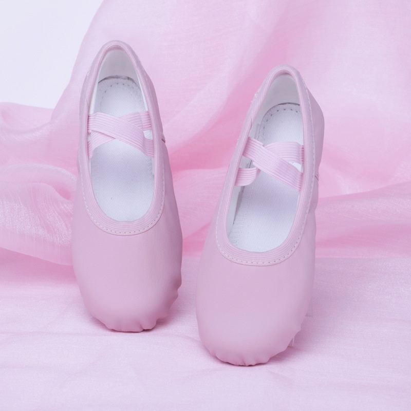 Sapatos de dança para exportação, em couro PU com sola macia, para prática de balé, sem cadarço, para comércio exterior internacional, para mulheres adultas._voghion.com
