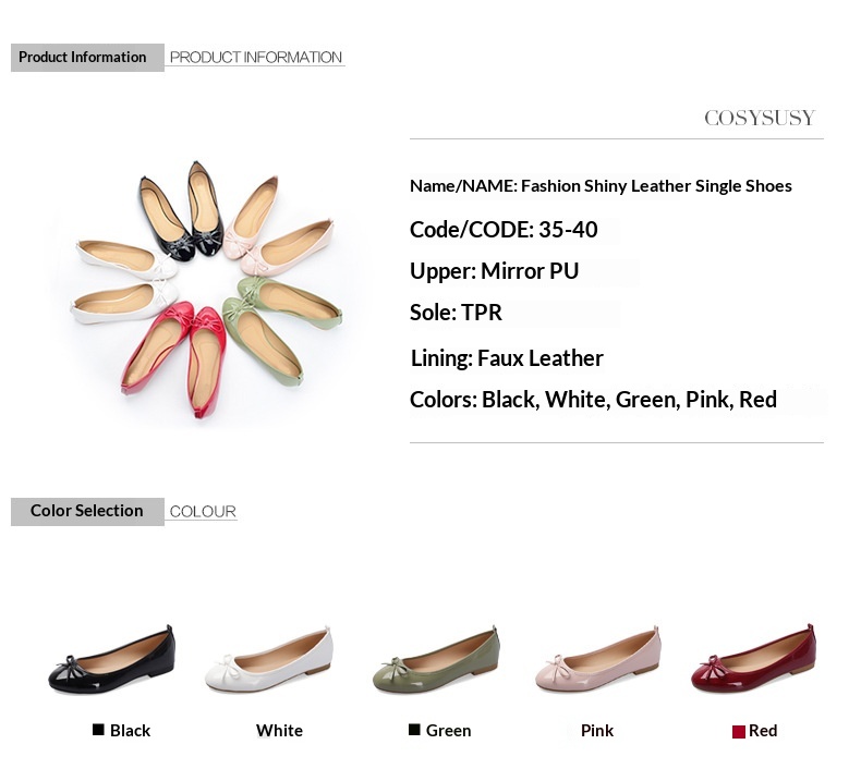 Chaussures de danse ballet en cuir verni avec semelle souple_voghion.com