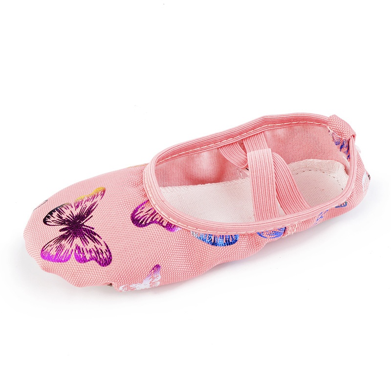 Scarpette danza bambina suola morbida farfalla oro antiscivolo_voghion.com