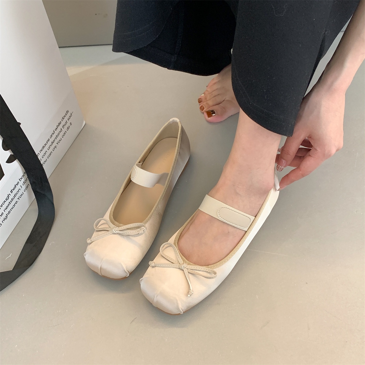 Women's Dance Shoes Bowknot Ballet Flats Versatile Flat Shoes_voghion.com
