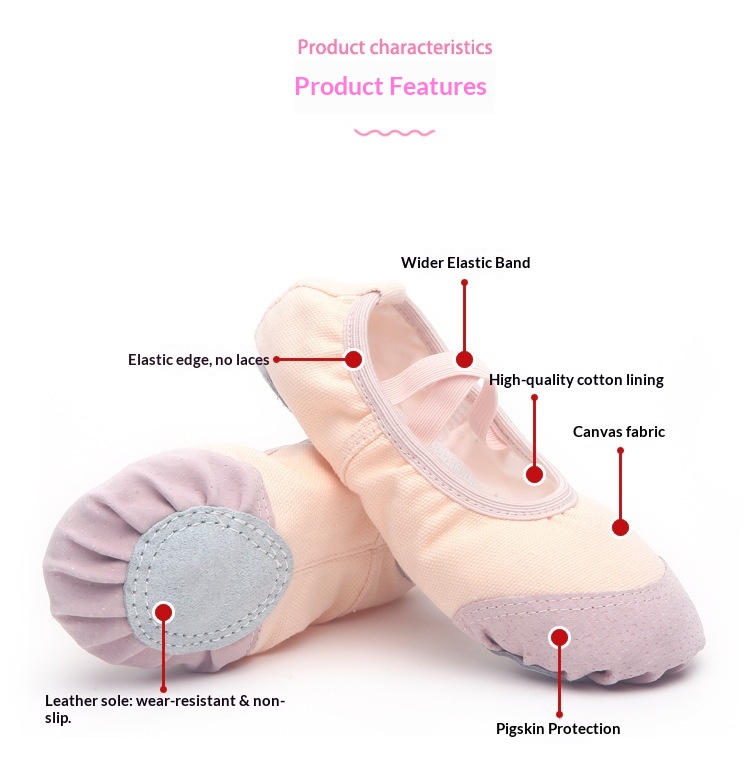 Childrens Dance Shoes Soft Sole Leather Ballet Practice Footwear_voghion.com