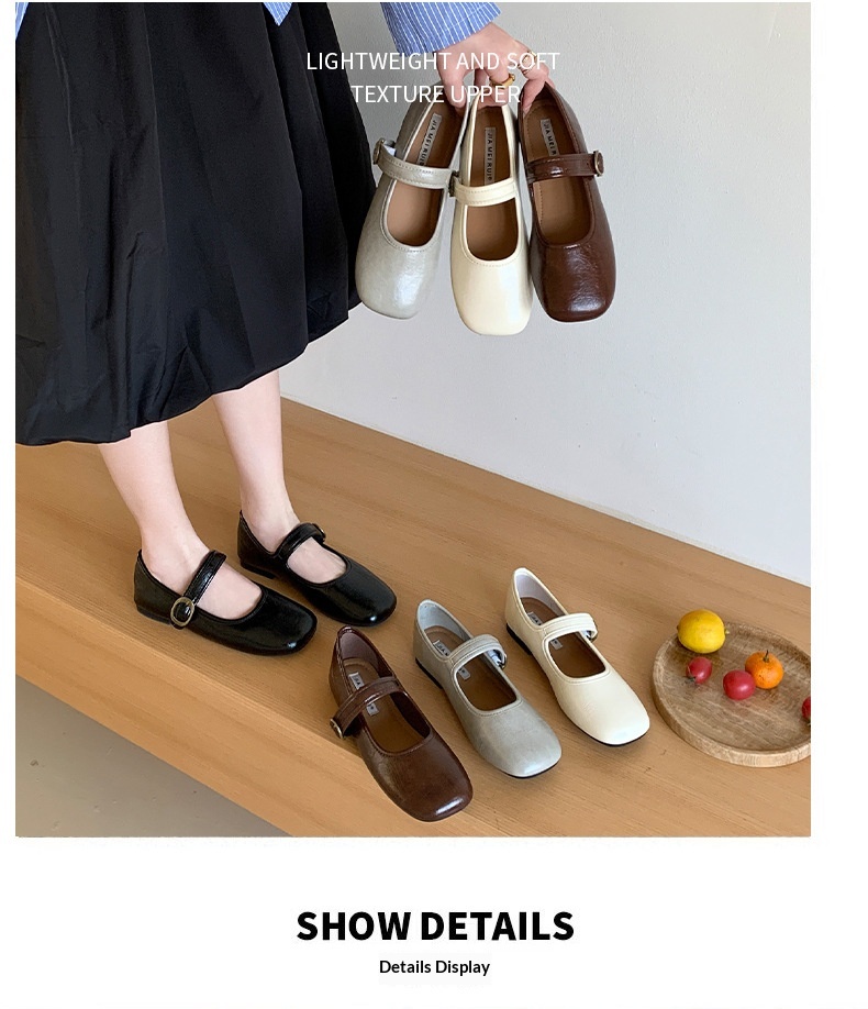 Mary jane dansschoenen voor dames plat met bandje retro stijl_voghion.com