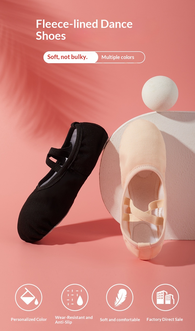 Sapatilhas de ballet para menina forro polar sola macia dança_voghion.com
