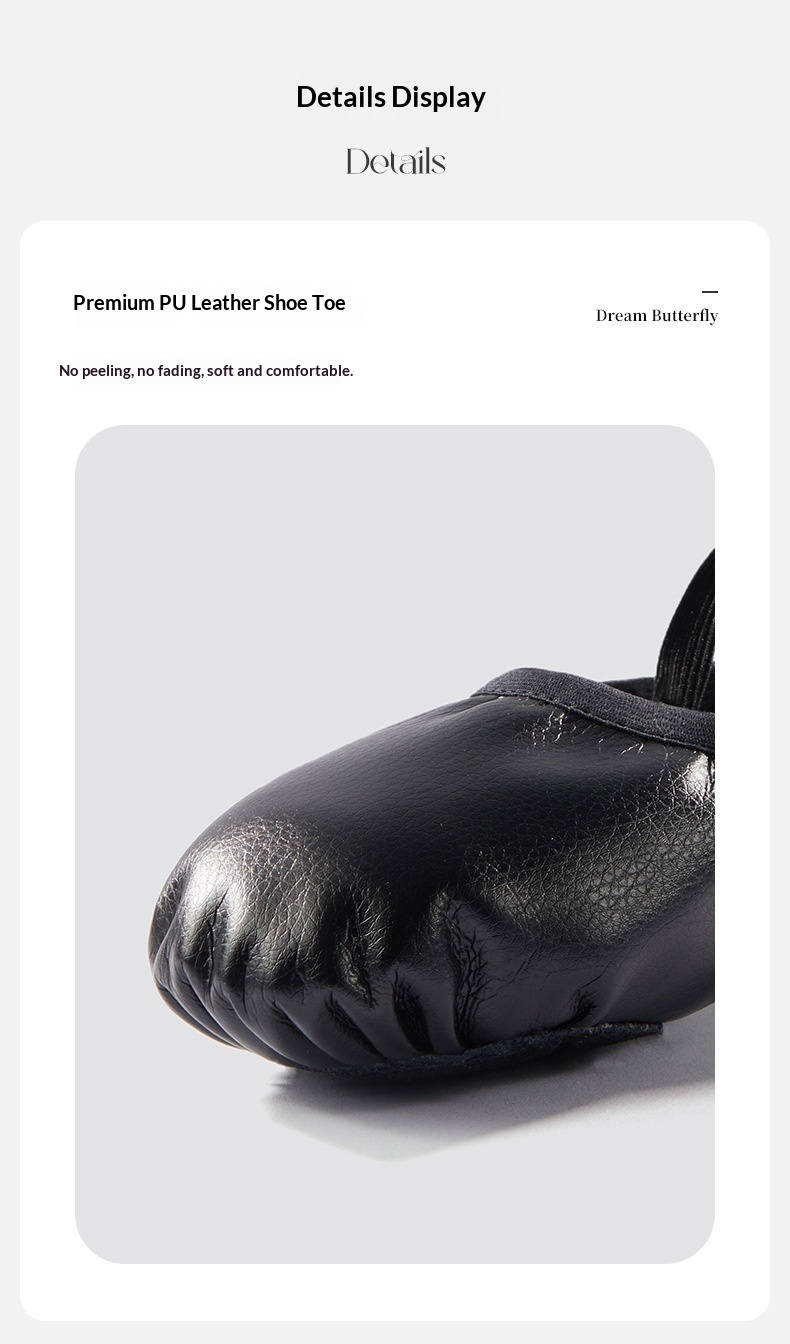 Professional Women's Ballet Dance Shoes Soft Pu Leather Black_voghion.com