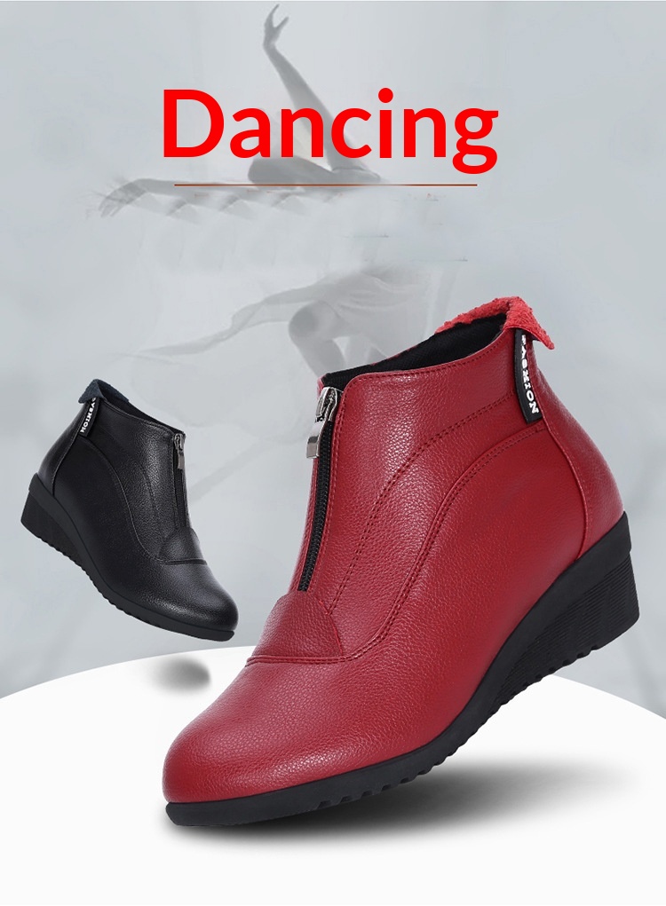 Women's Winter Dance Boots Flat Cold-proof Square Dance Shoes_voghion.com