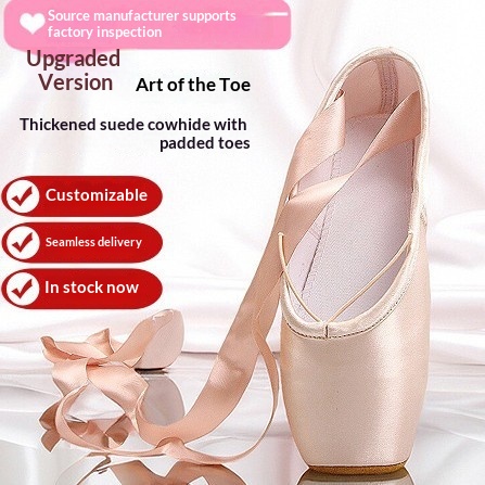 Sapatilhas de dança Cross-Border Ballet para meninas, com tiras, em cetim, para prática de balé e dança infantil._voghion.com