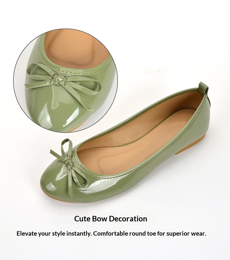 Chaussures de danse ballet en cuir verni avec semelle souple_voghion.com