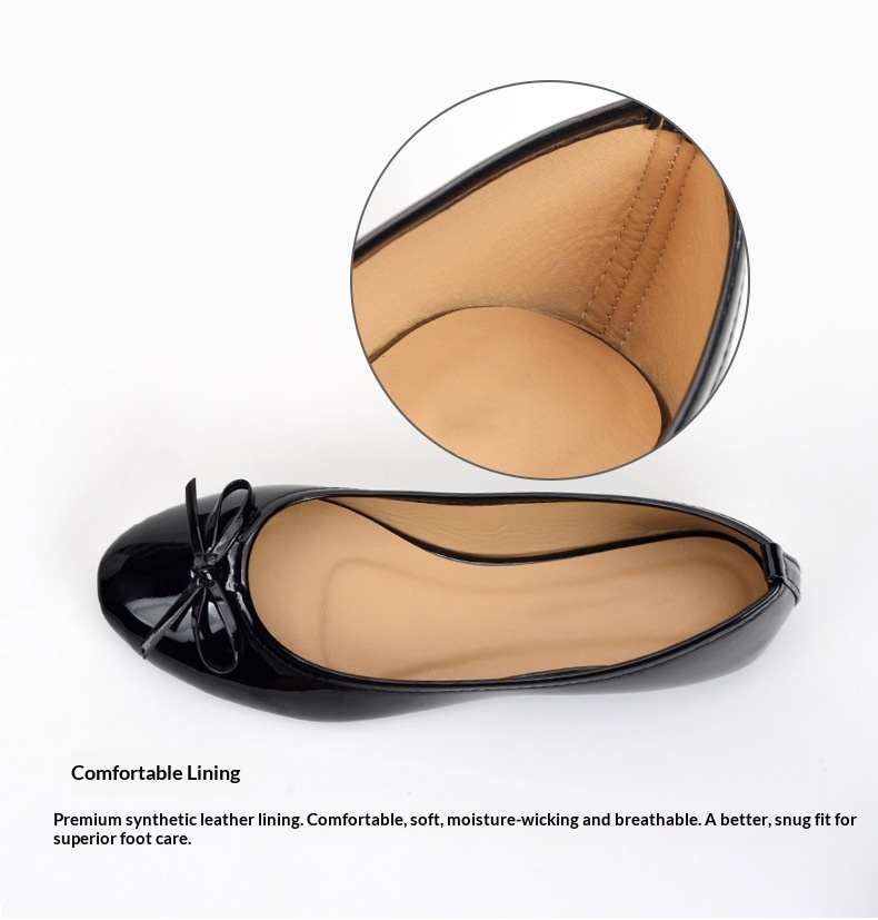 Chaussures de danse ballet en cuir verni avec semelle souple_voghion.com
