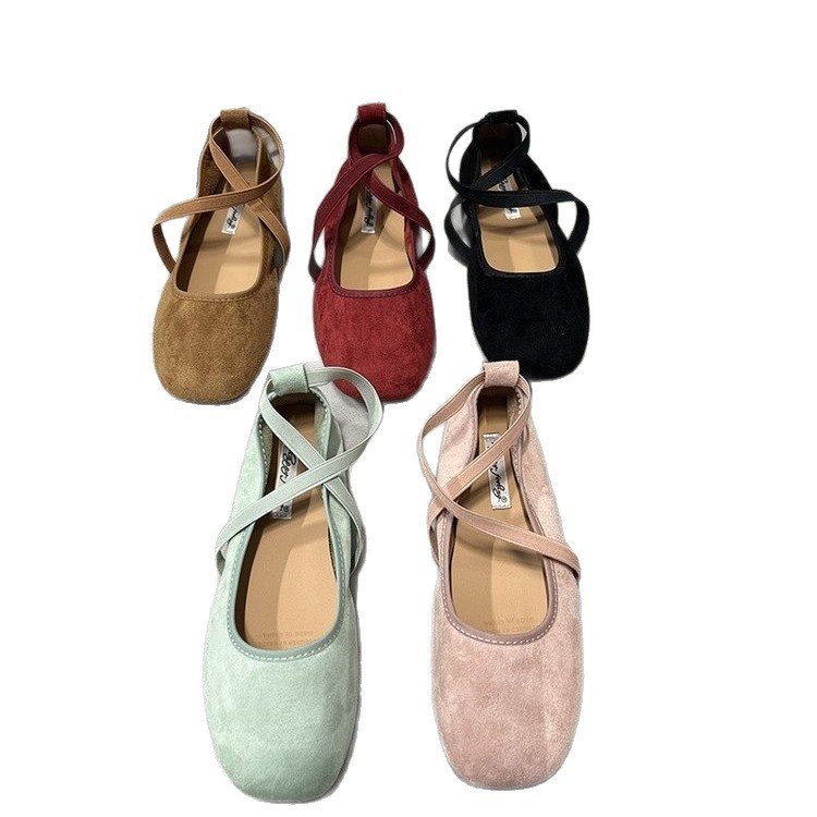 Dance Shoes Women's Flat Suede 2025 New Spring/summer Red Ballet Flats, Gentle Evening Shoes, Comfortable_voghion.com