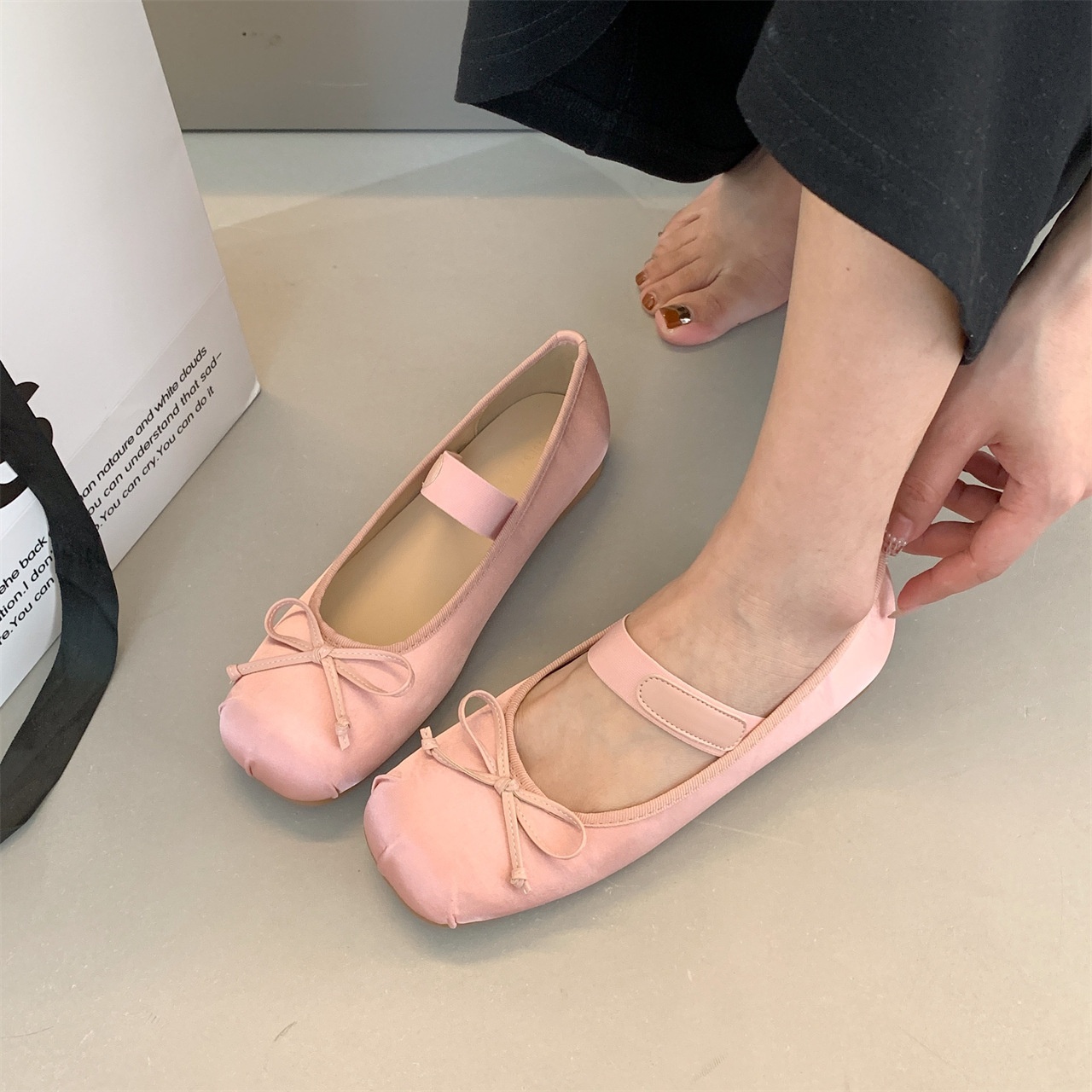 Women's Dance Shoes Bowknot Ballet Flats Versatile Flat Shoes_voghion.com