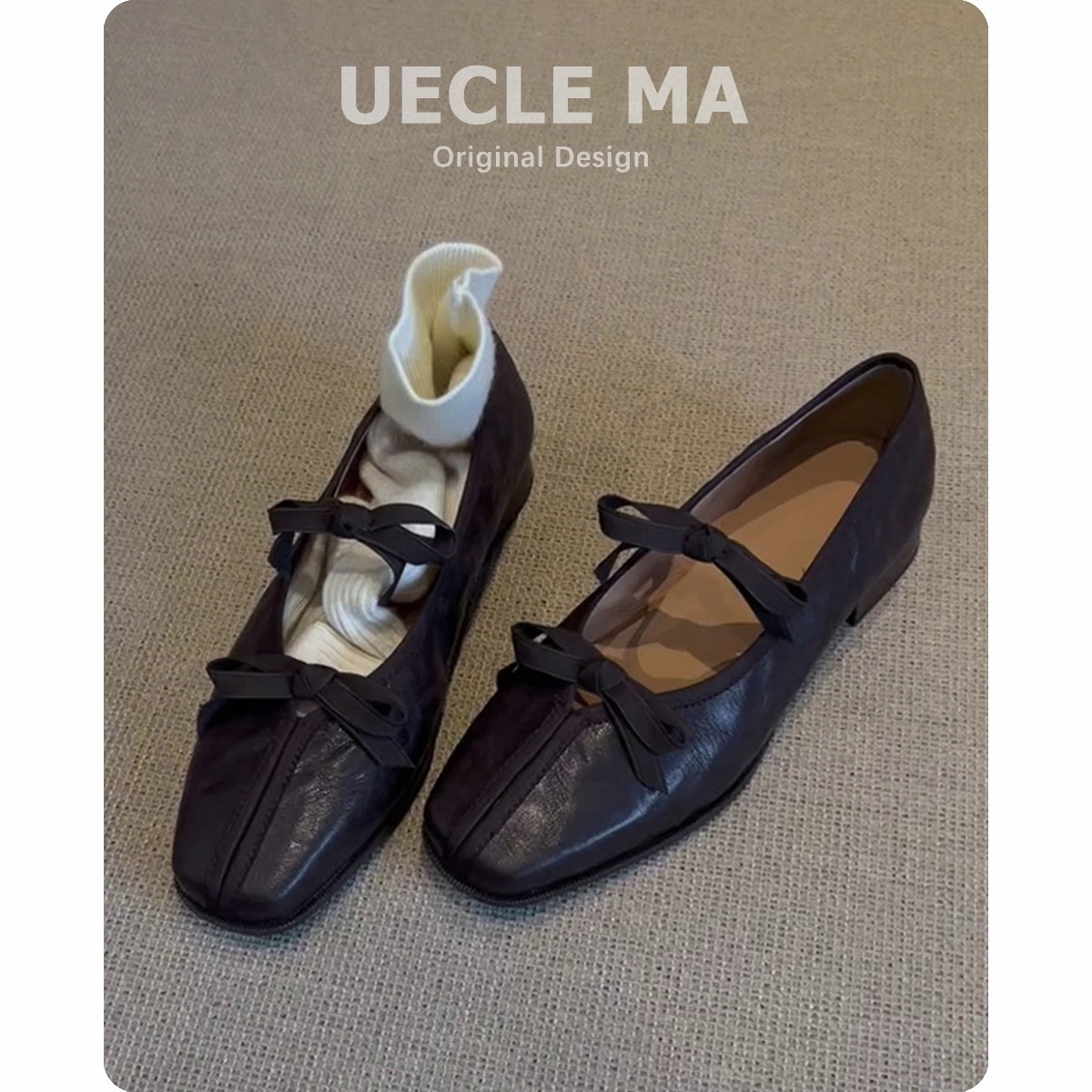 Dance Shoes Sheepskin Genuine Leather French Ballet For Women Soft Sole With Dress Retro Mary Jane Bowknot Flat Shoes_voghion.com