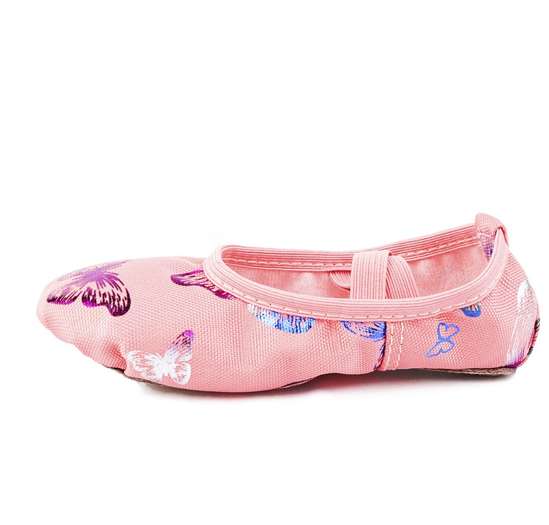 Scarpette danza bambina suola morbida farfalla oro antiscivolo_voghion.com