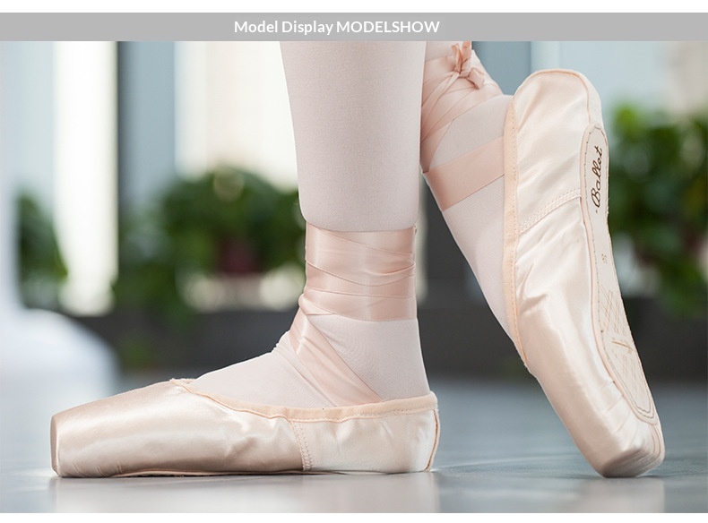 Sapatilhas de ballet para meninas em cetim com tiras para dança_voghion.com