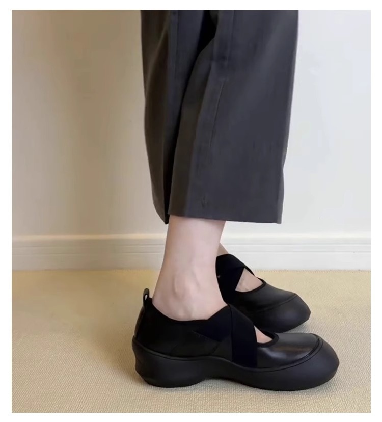 Women's Leather Mary Jane Dance Shoes With Thick Sole And Strap_voghion.com