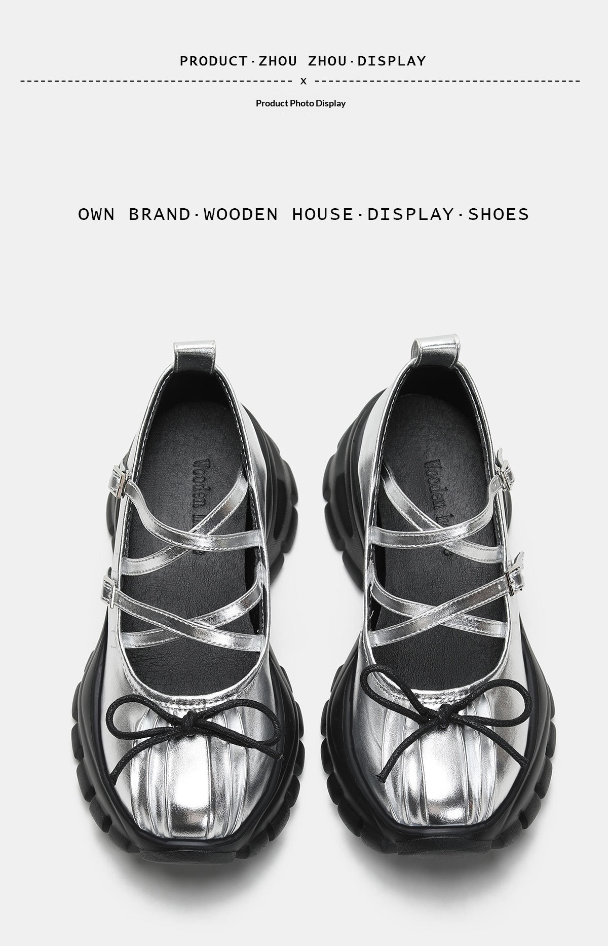 Women's Silver Ballet Dance Shoes Platform Thick Soled Leather_voghion.com