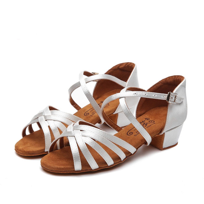 Sansha Kinder-Lateintanzschuhe S5 für Mädchen, weiß, Anfänger-Tanzschuhe mit mittelhohem und niedrigem Absatz, Sommerkollektion_voghion.com