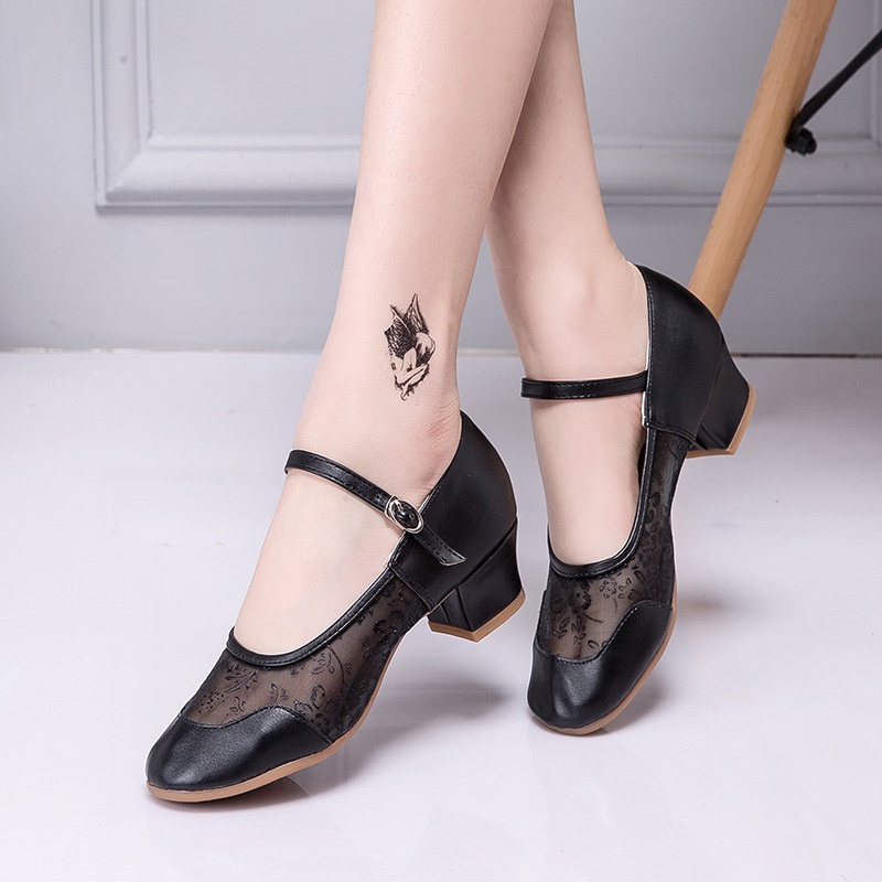 Dance Shoes New Women's Latin Square Dance Shoes Summer Mid-Heel Soft Sole Dropshipping_voghion.com