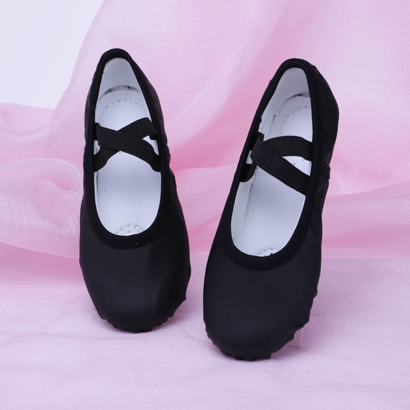 Sapatos de dança para exportação, em couro PU com sola macia, para prática de balé, sem cadarço, para comércio exterior internacional, para mulheres adultas._voghion.com