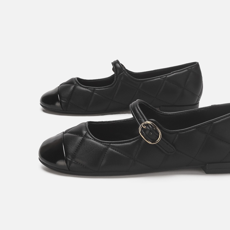 Women's French Retro Ballet Dance Shoes With Diamond Pattern Flat_voghion.com