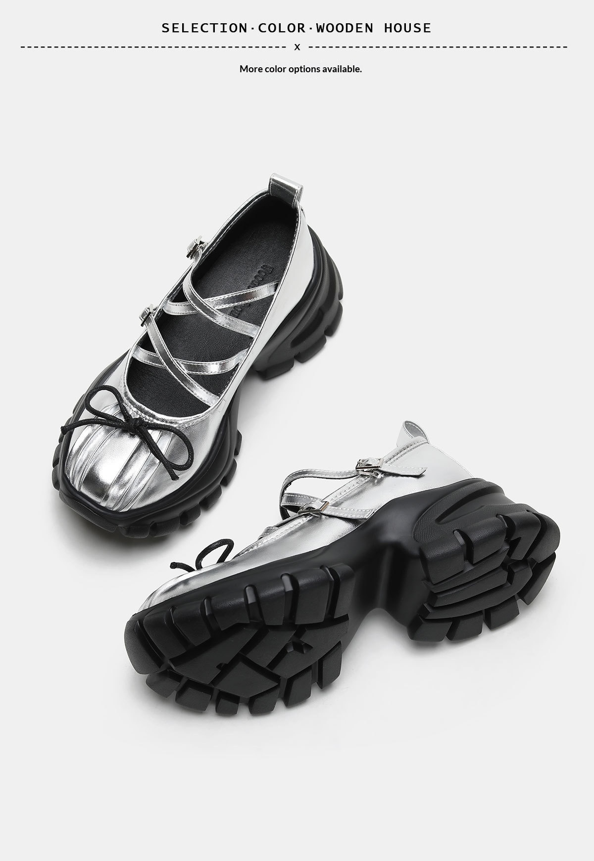 Women's Silver Ballet Dance Shoes Platform Thick Soled Leather_voghion.com