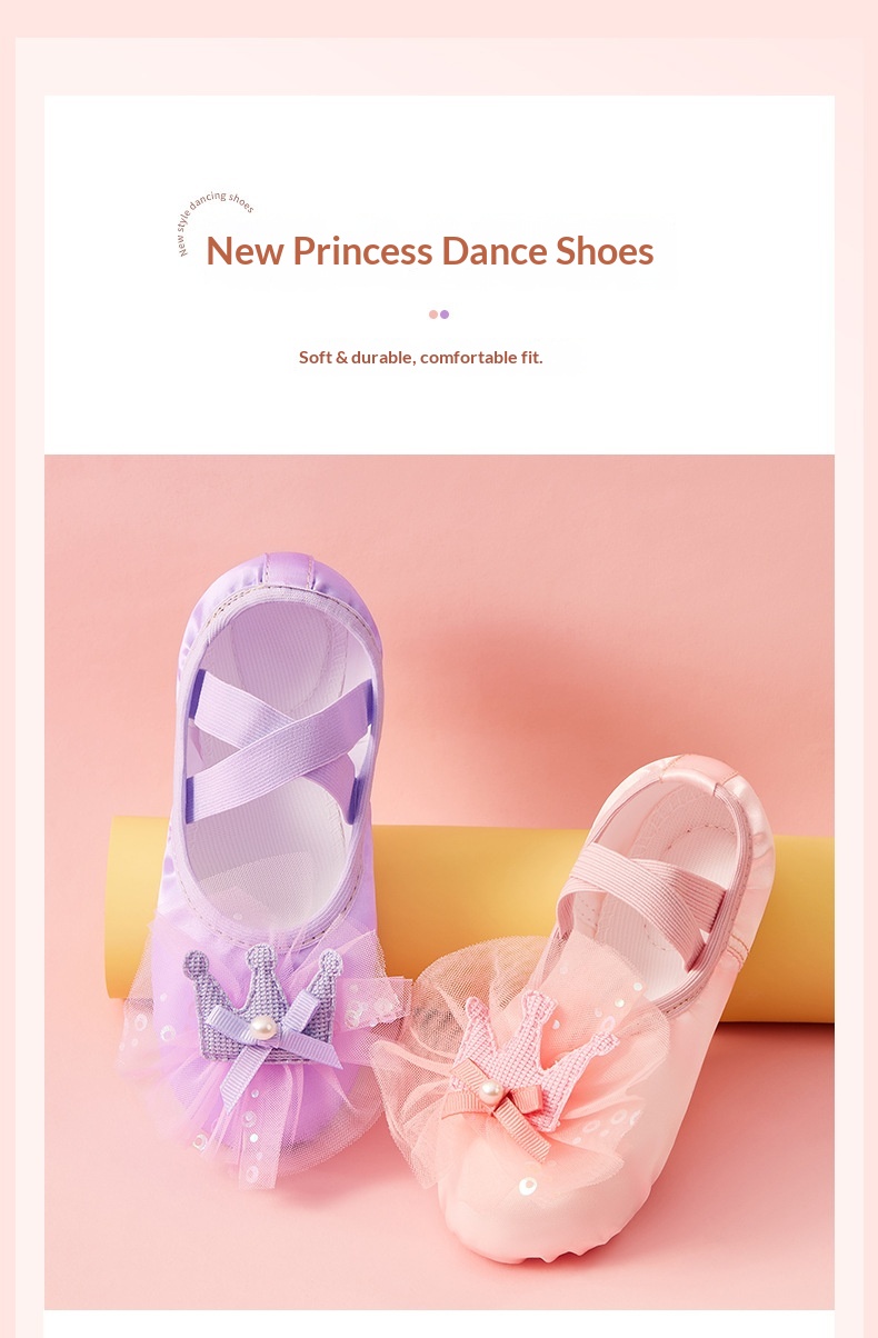Ballet dansesko til børn med 3d krone design_voghion.com