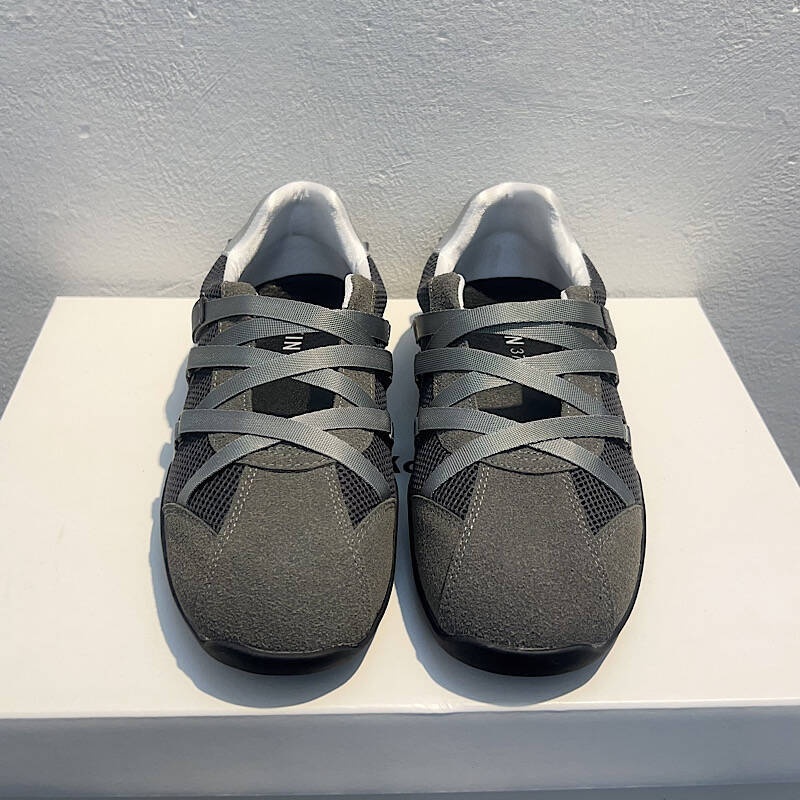 Dance Shoes Cowhide Version Of Internet Celebrity Same Style Round Toe Niche Design Color Matching De Xun Women Cross Strap Shallow_voghion.com