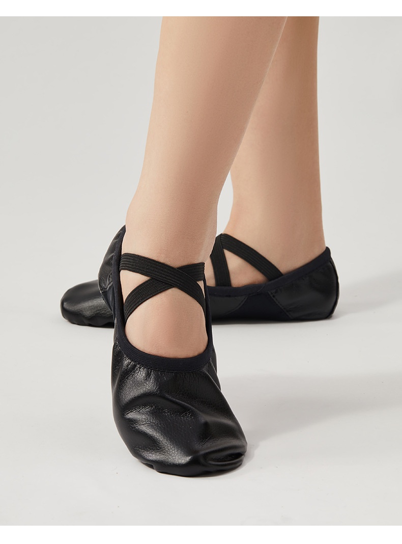 Professional Women's Ballet Dance Shoes Soft Pu Leather Black_voghion.com