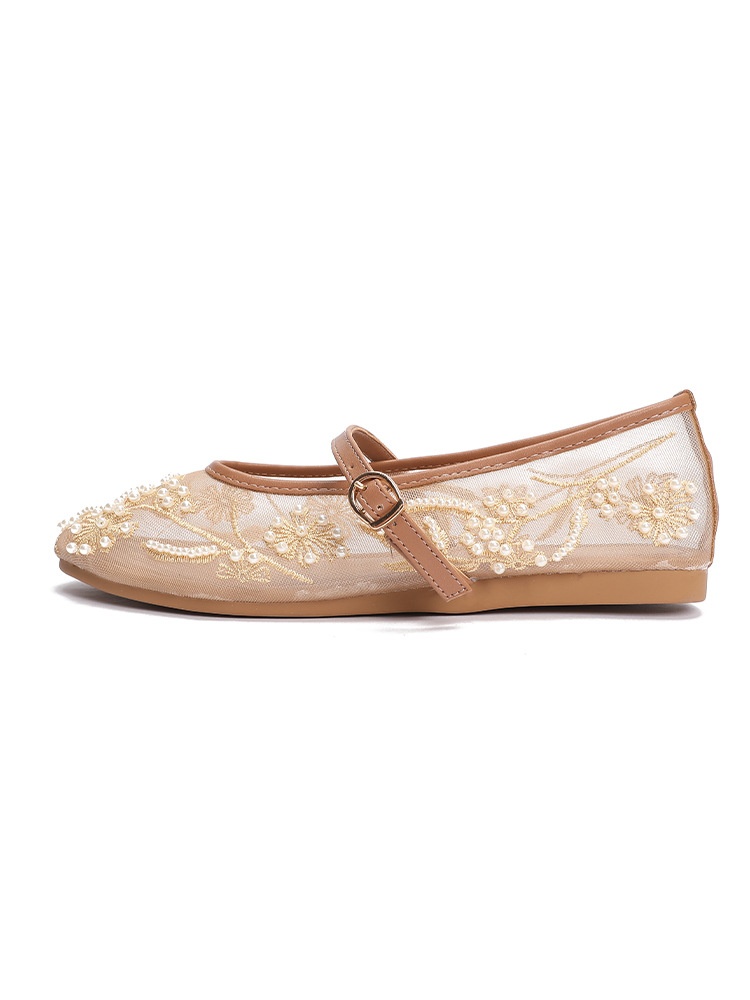 Ballerines de danse brodées avec perles maille respirante_voghion.com