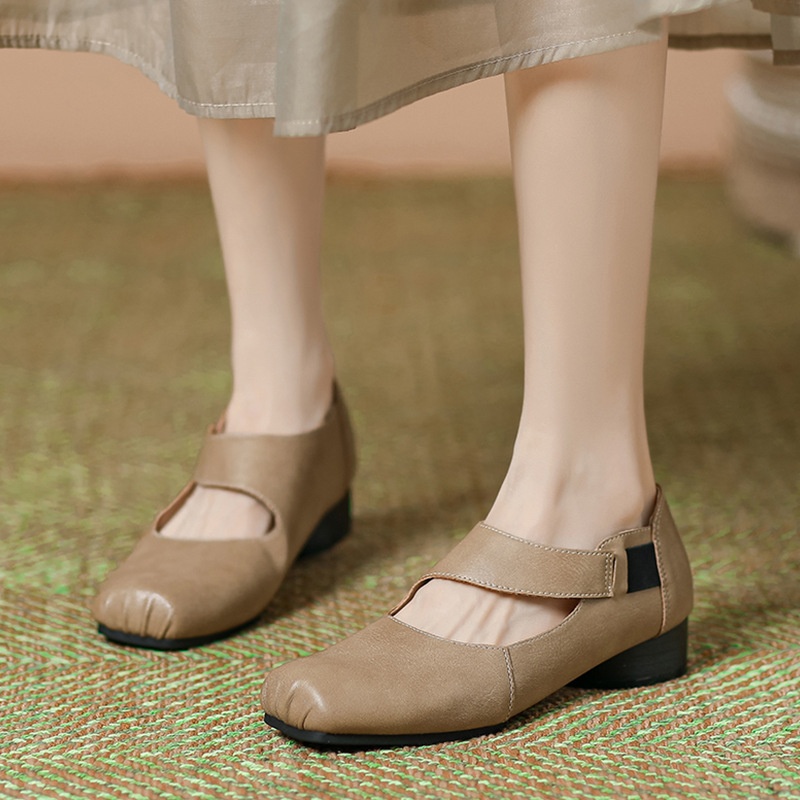 Dance Shoes Pig Nose Ballet 2025 New French Style Chunky Heel Single Shallow Mouth Square Toe Retro Mary Jane Shoes For Women_voghion.com