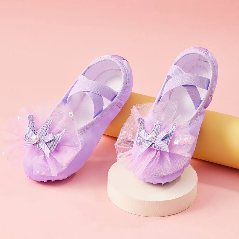 Dance Shoes Dance For Children, Girls' Ballet Shoes With 3D Crown, Chinese Pformance Cat Paw Body Training Dance Shoes,_voghion.com