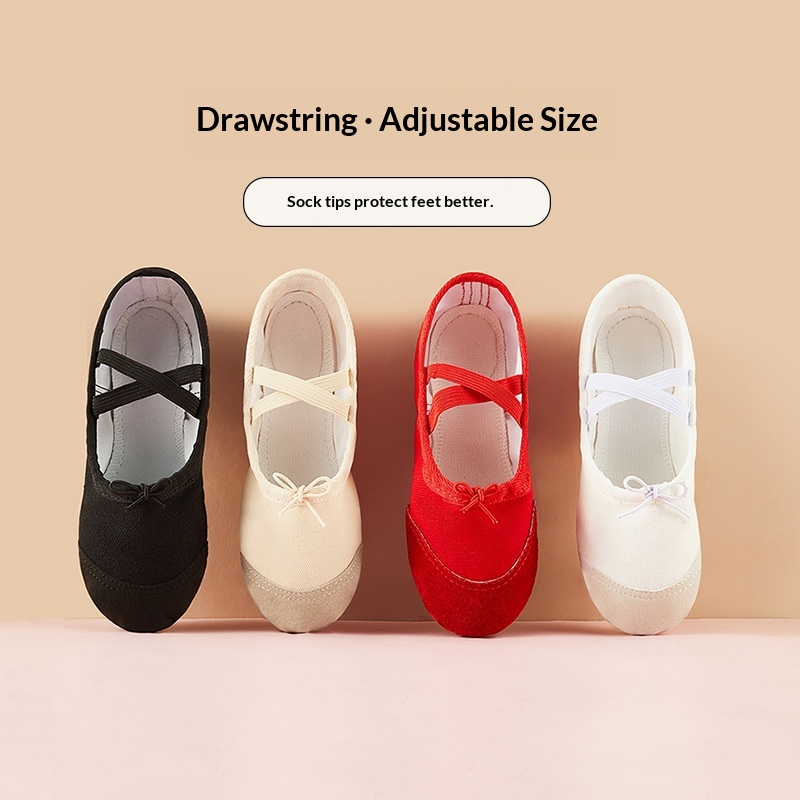 Dance Shoes Dance For Children, Soft-soled Practice Ballet Leather Lace-up Shoes, Chinese Dance Training Shoes Factory_voghion.com