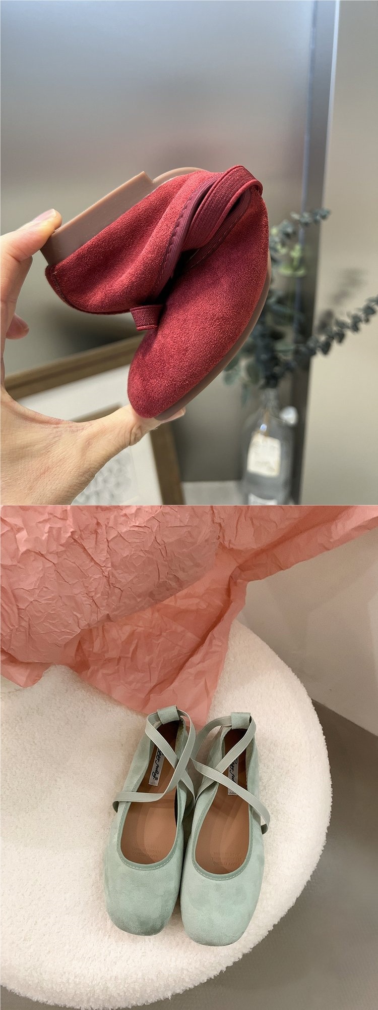 Red Ballet Dance Shoes Women's Flat Suede Comfortable Evening_voghion.com