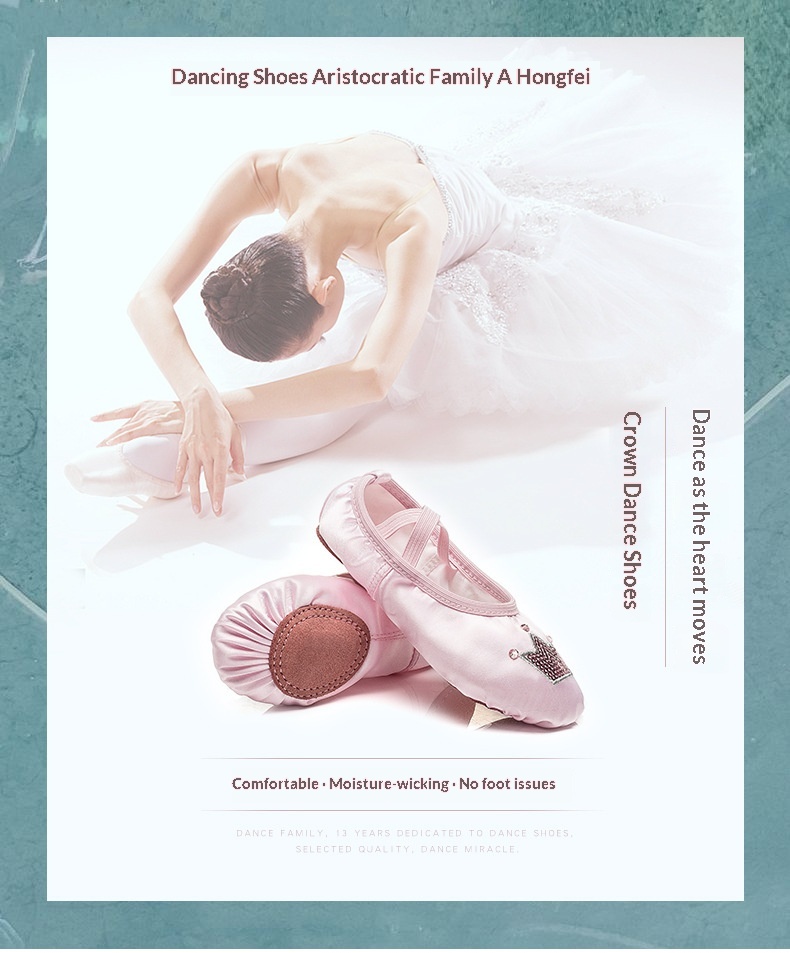 Scarpette da danza classica rosa per bambine con suola morbida_voghion.com